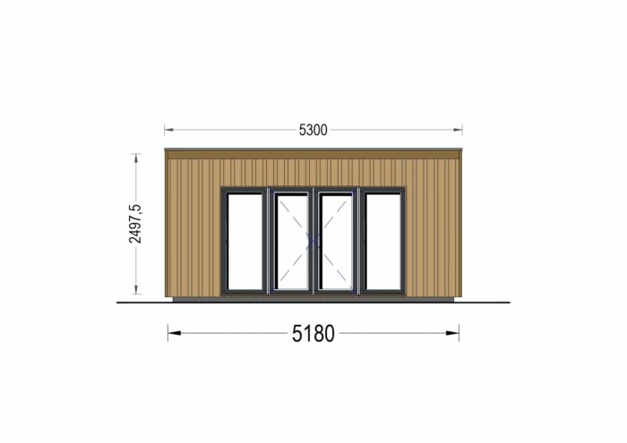 Gartenhaus EMIL (34mm + Holzverschalung ), 5x5m, 25m²