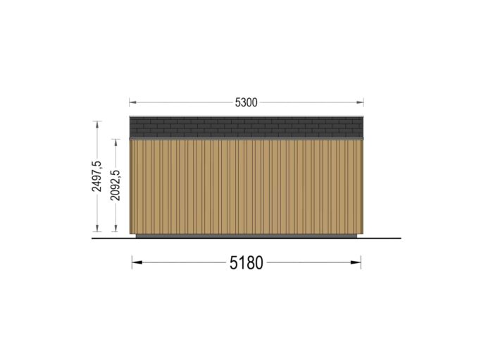 Gartenhaus EMIL (34mm + Holzverschalung ), 5x5m, 25m²