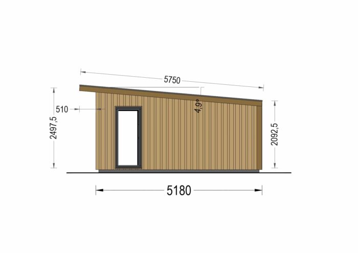 Gartenhaus EMIL (34mm + Holzverschalung ), 5x5m, 25m²