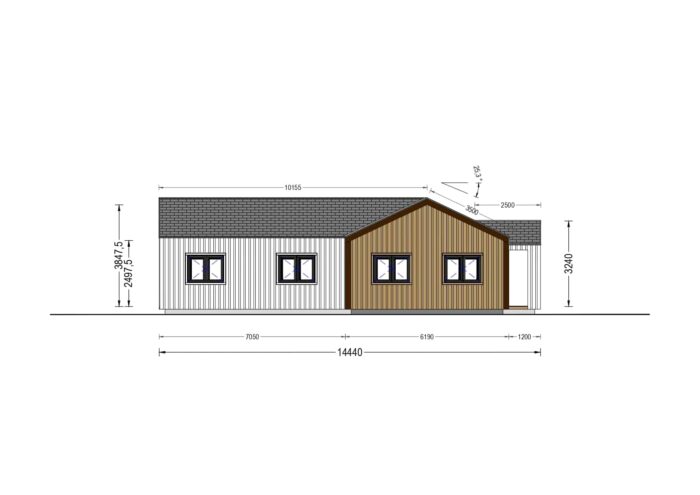 Bungalow Tauern (44 mm + Holzverschalung), 150 m²