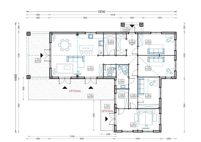 Bungalow Tauern (44 mm + Holzverschalung), 150 m²