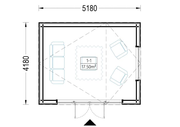 Gartenhaus ANTON (34mm + Holzverschalung ), 5x4m, 20m²