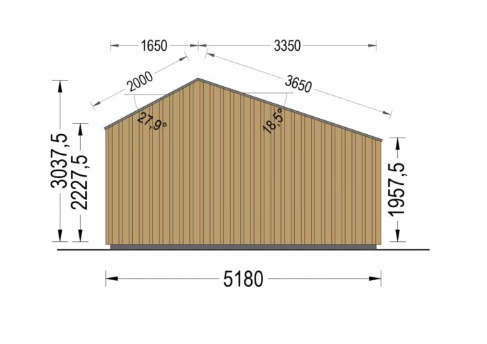 Gartenhaus ANTON (34mm + Holzverschalung ), 5x4m, 20m²