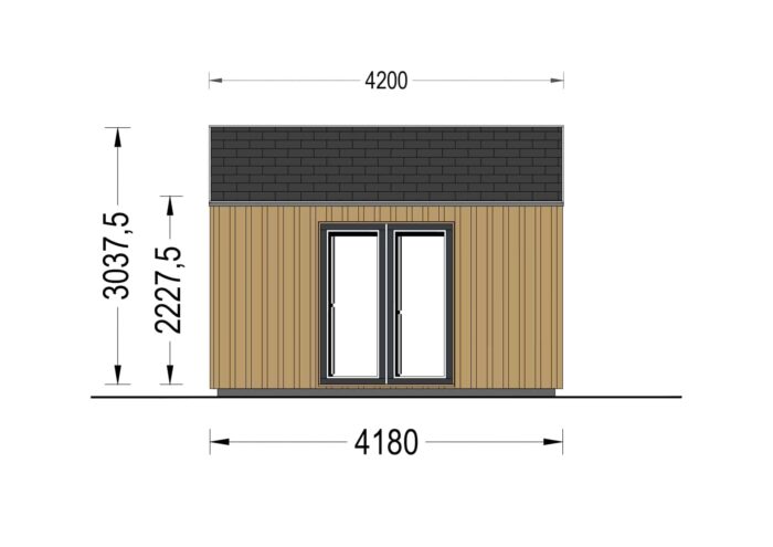 Gartenhaus ANTON (34mm + Holzverschalung ), 5x4m, 20m²