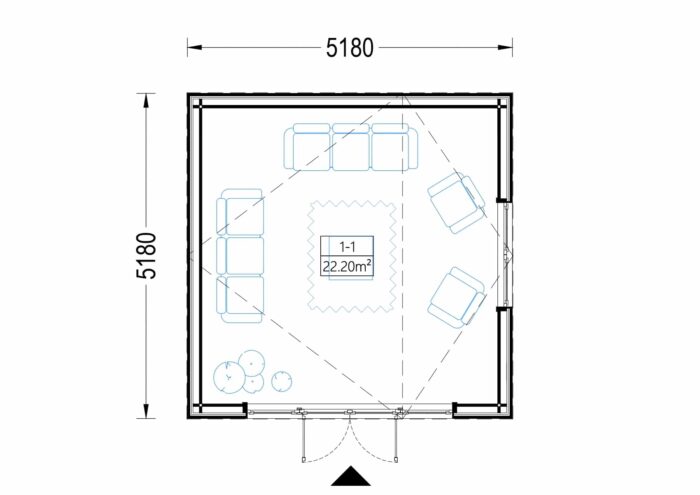 Gartenhaus ANTON (34mm + Holzverschalung ), 5x5m, 25m²