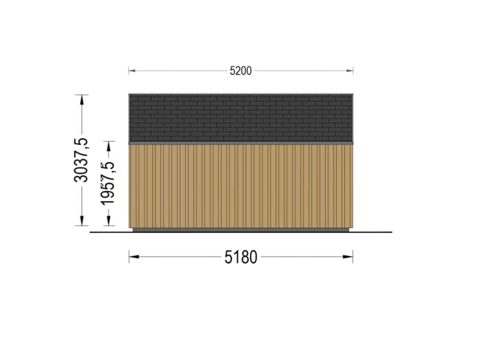 Gartenhaus ANTON (34mm + Holzverschalung ), 5x5m, 25m²