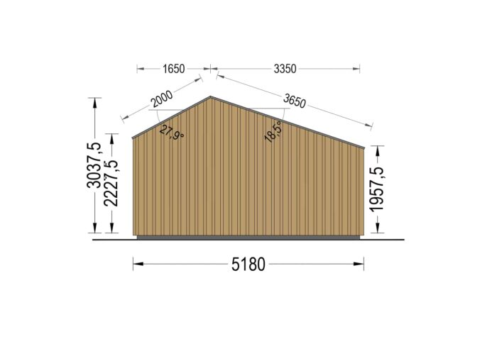 Gartenhaus ANTON (34mm + Holzverschalung ), 5x5m, 25m²