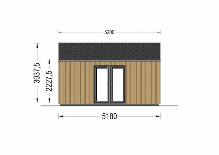 Gartenhaus ANTON (34mm + Holzverschalung ), 5x5m, 25m²