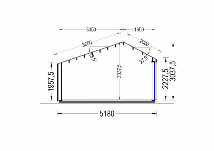 Gartenhaus ANTON (34mm + Holzverschalung ), 5x5m, 25m²