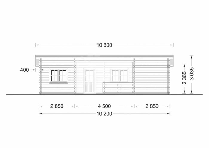 Blockbohlenhaus mit Flachdach ULRICH, 70m²