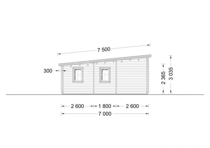 Blockbohlenhaus mit Flachdach ULRICH, 70m²