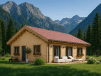 Holzhaus ANDI (Isoliert, 66 mm + Holzverschalung), 64 m²