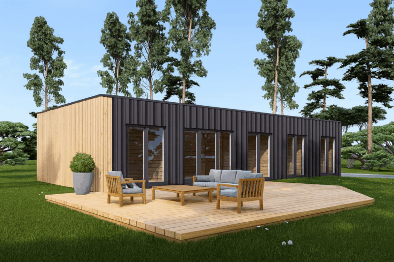 Wohnhaus BERTA 3 (66 mm + Holzverschalung Isoliert), 75 m²