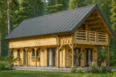 Blockbohlenhaus ANIKA Isoliert, 66 mm + Holzverschalung), 80 m²