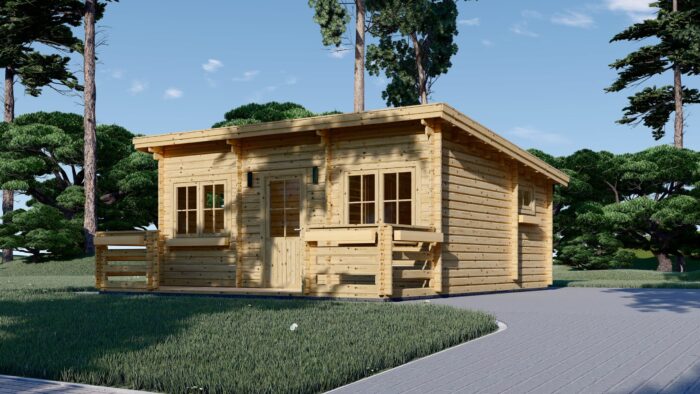 Blockbohlenhaus ARMIN (44 mm) 31 m² mit Pultdach – Bild 3