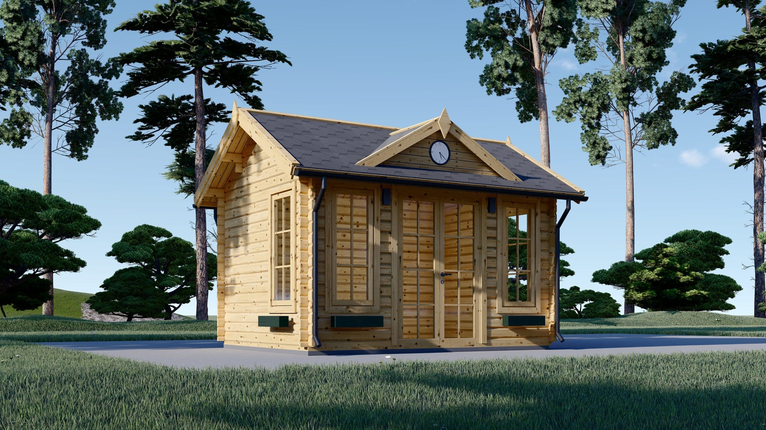 @_Clockhouse_4.00x3.00_44_1-scaled-1.jpg Premium Gartenhaus BRÜSSEL, 4x3m, 12m² – Bild 1