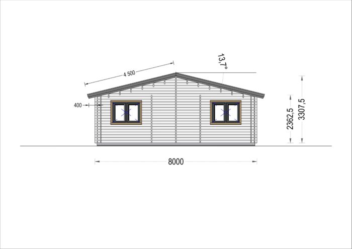 Blockbohlenhaus ANDI (44+44mm), 72m² – Bild 6
