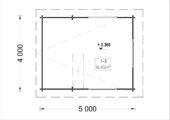 Blockbohlenhaus mit Schlafboden DORNBIRN (44 mm), 20 m² + 16 m² mit Pultdach – Bild 7