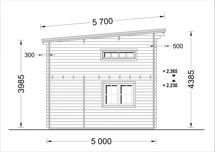 Blockbohlenhaus mit Schlafboden DORNBIRN (44 mm), 20 m² + 16 m² mit Pultdach – Bild 9