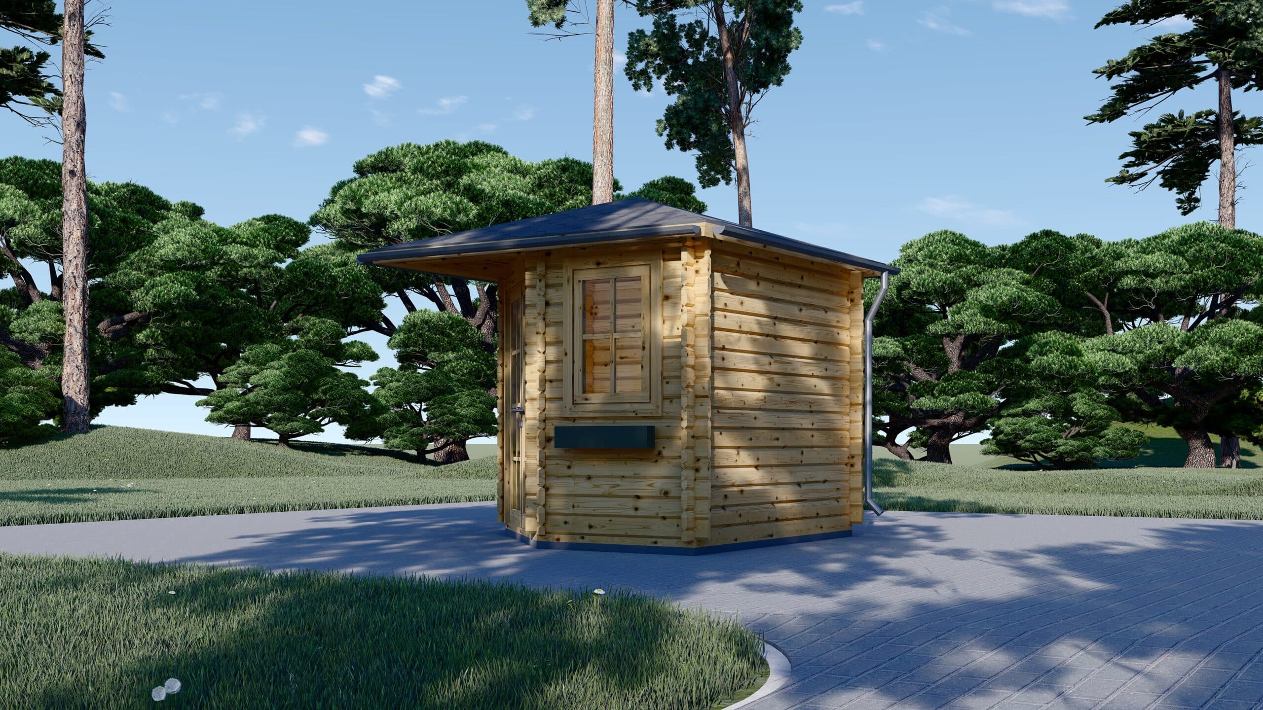 B2b_Aida_3.00x3.00_28_4-scaled-1.jpg Premium Gartenhaus ALAN (28mm), 3x3m, 9m² – Bild 4