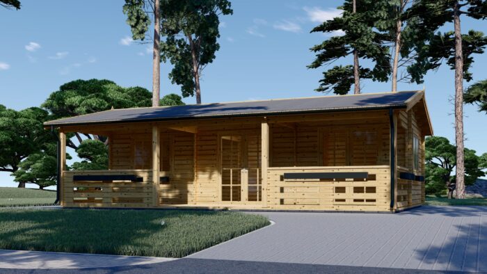 Blockbohlenhaus mit Terrasse LILLI( 44mm), 32 m² + 20m² – Bild 5