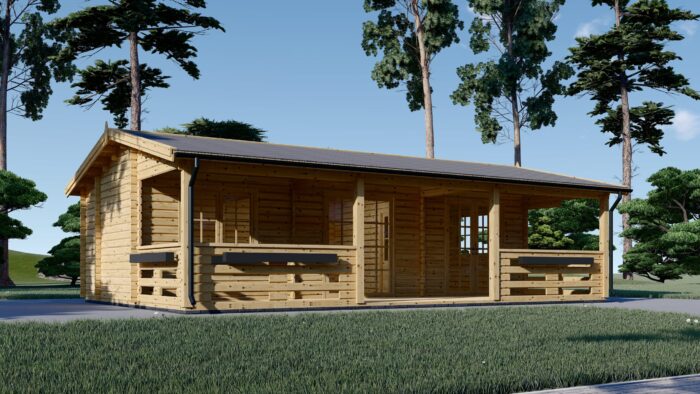Blockbohlenhaus mit Terrasse LILLI( 44mm), 32 m² + 20m² – Bild 2