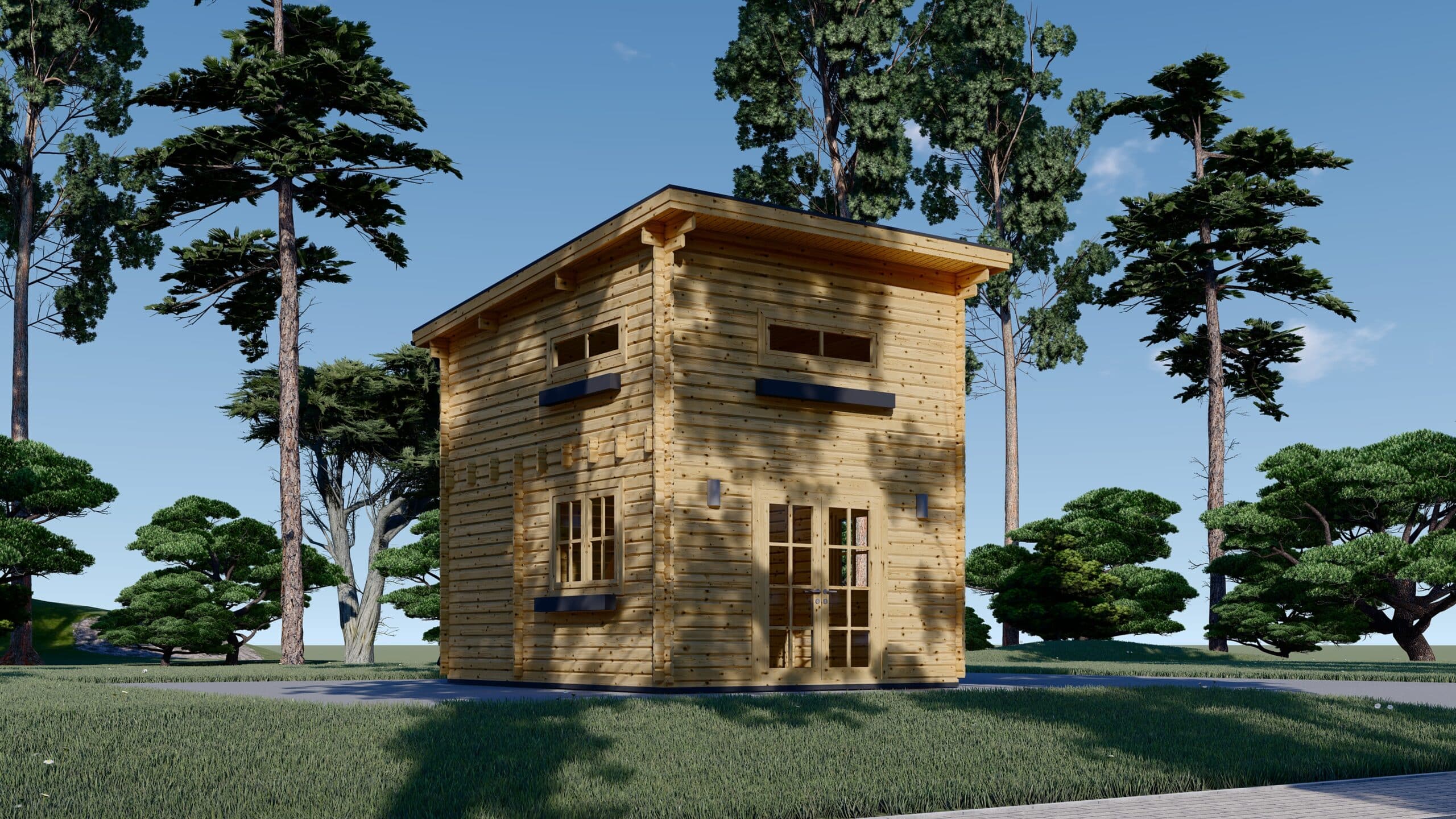 B2b_Avignon_TP_1-scaled-1.jpg Blockbohlenhaus mit Schlafboden DORNBIRN (44 mm), 20 m² + 16 m² mit Pultdach – Bild 2
