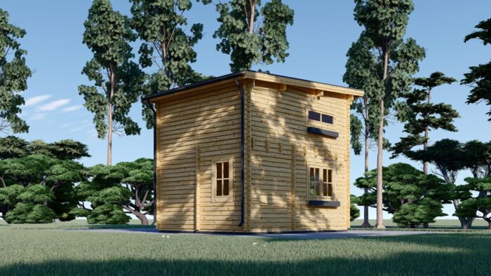 Blockbohlenhaus mit Schlafboden DORNBIRN (44 mm), 20 m² + 16 m² mit Pultdach – Bild 5