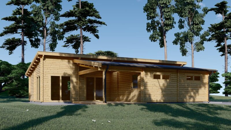 Blockbohlenhaus SEEFELD  (66mm) 105m² mit Flachdach