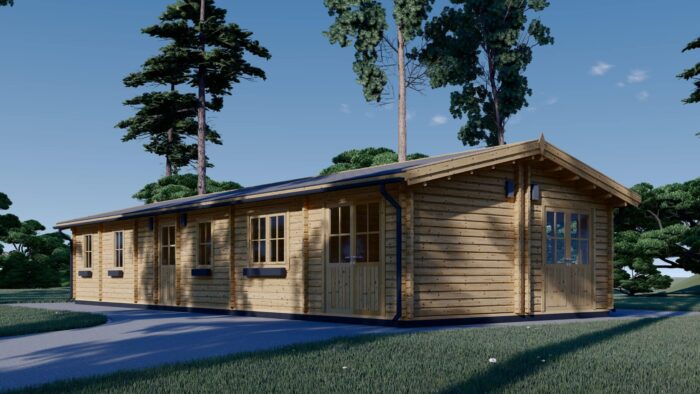Blockbohlenhaus BOZEN (44 + 44mm), 15x6m, 90m² Isoliert – Bild 1