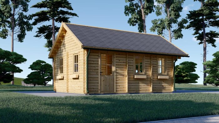 Blockbohlenhaus mit Schlafboden SALLY (44 + 44mm), 27m² – Bild 4