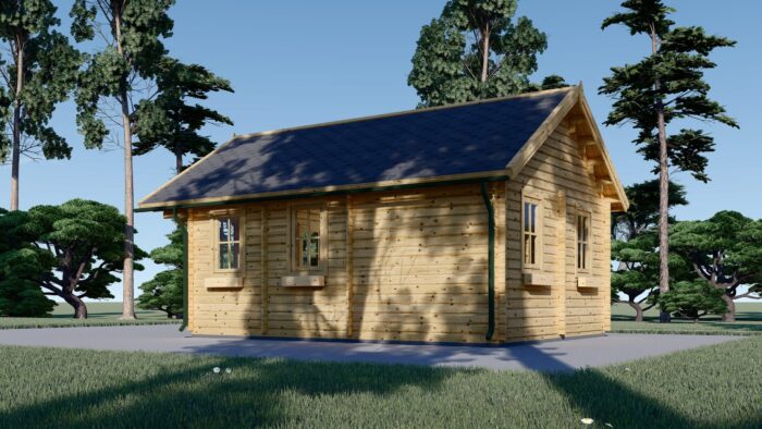 Blockbohlenhaus mit Schlafboden SALLY (44 + 44mm), 27m² Isoliert – Bild 5