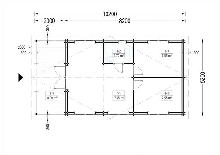 Blockbohlenhaus HANNES (44 + 44 mm) 42 m² – Bild 6