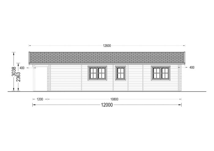 Blockbohlenhaus LUDWIG (44 + 44mm), 6x12m, 72m² – Bild 10
