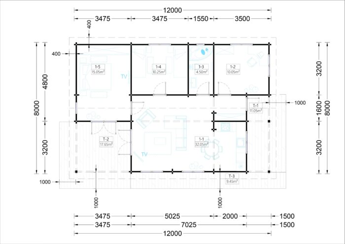 Blockbohlenhaus SCHLADMING (66 mm) 96 m² – Bild 6