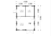 Blockbohlenhaus mit Schlafboden SALLY (44 + 44mm), 27m² Isoliert – Bild 6