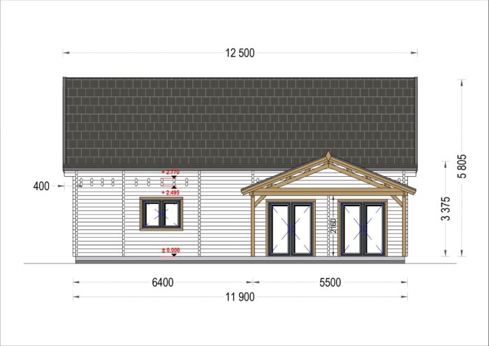 Blockbohlenhaus VERENA (66mm), 127m² – Bild 12