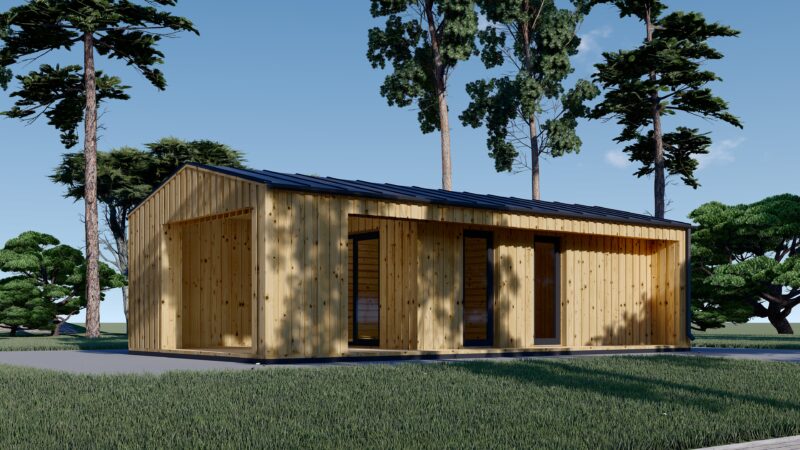 Blockbohlenhaus MILAN Modern (44 mm + Holzverschalung) 37 m²