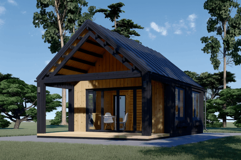 Blockbohlenhaus ANNA (44 mm + Holzverschalung ), 39 m² Extra Isoliert