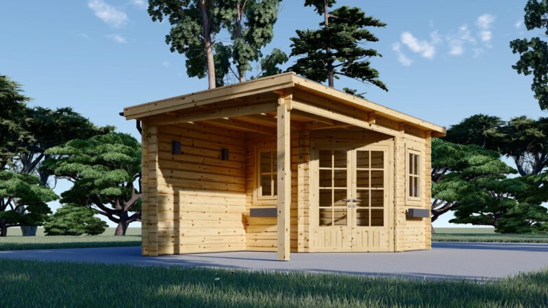 Gartenhaus mit Terrasse KATI (44 mm), 5x3 m, 7.5 m² + 7.5 m²