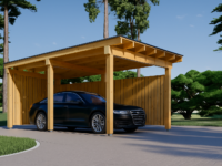 Carport NOVA mit L-förmiger Wand · 3,2 × 6 m