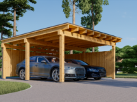 Doppelcarport NOVA mit L-förmiger Wand,  6x6m