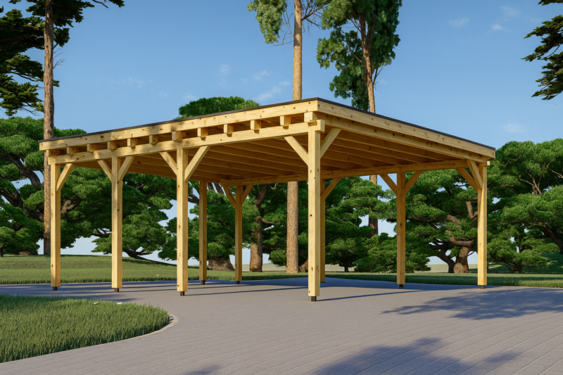 Doppelcarport aus Holz mit Flachdach · 6 × 6 m · 36 m²