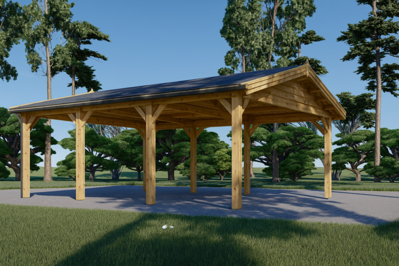 Doppelcarport aus Holz CLASSIC, 6x6 m, 36 m²