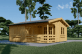 Blockbohlenhaus BASEL 6x6 m, 36 m² ISOLIERT