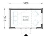 Gartenhaus ANTONIA (34mm + Holzverschalung ), 5x3m, 15m² Isoliert – Bild 6