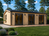 Blockbohlenhaus Angelika 44mm + Holzverschalung), 43m² Isoliert