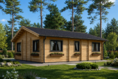 Blockbohlenhaus ANDI (44+44mm), 72m² Isoliert – Bild 2