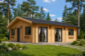 Blockbohlenhaus ANDI (44+44mm), 72m² Isoliert