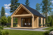 Blockbohlenhaus ANNA (44 mm + Holzverschalung ), 39 m²